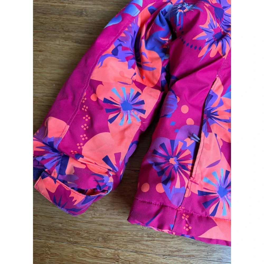 KAMIK Thermal Ski Jacket Kid 5 Boho Coquette Bright Pink Floral Insulated Hooded